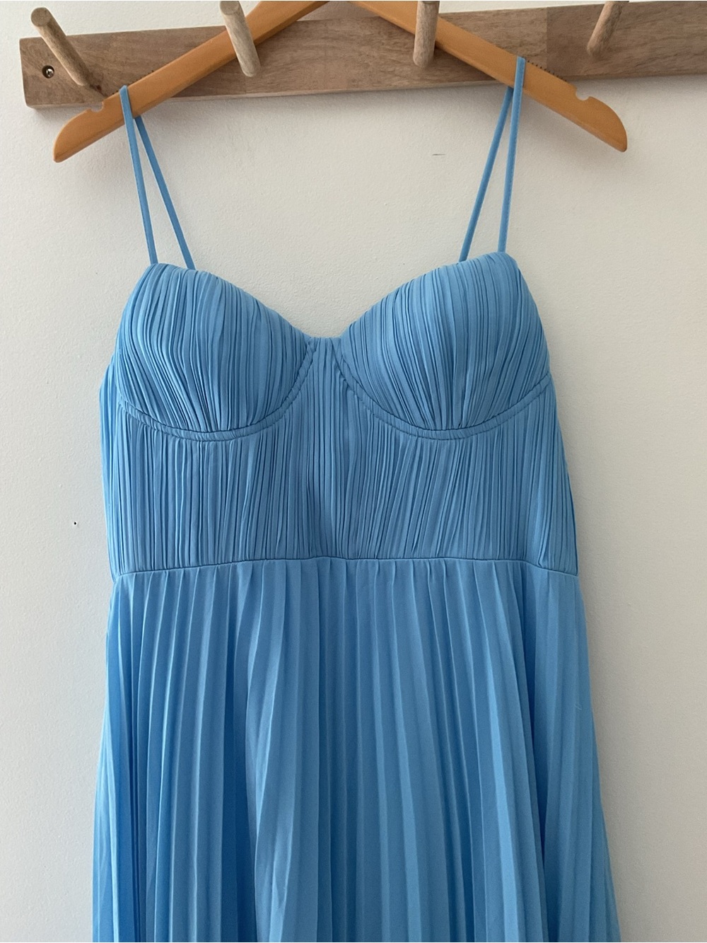 Lulus Admirable Elegance Light Blue Pleated Bustier Lightweight Maxi Dress XL - Picture 6 of 15